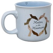 Wholesale - "Matter is the Minumum" Hands Form a Heart Camper Mug wSpeckles and Heart Inside Hit C/P 24, UPC: 195010124744
